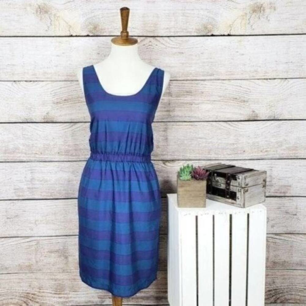 5/$25 Ann Taylor LOFT Women's Blue Striped‎ Sleeveless Dress Size Small